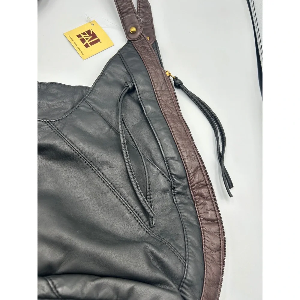 GAL Great American Leather Patchwork Hobo Black Brown Vintage Shoulder Bag NWT